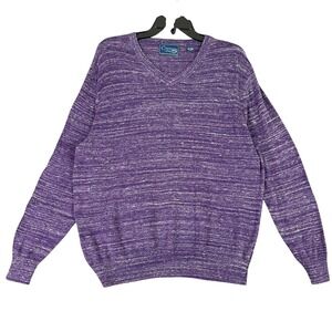 Charleston Threads V-Neck Sweater Mens M Preppy Grandpa Core Space Dye Knit